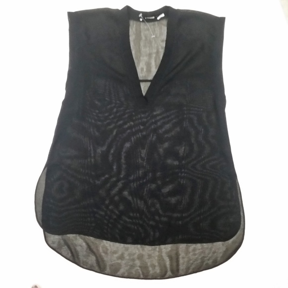 *SOLD***T by Alexander Wang Black Sheer V-Neck Top - Picture 4 of 6